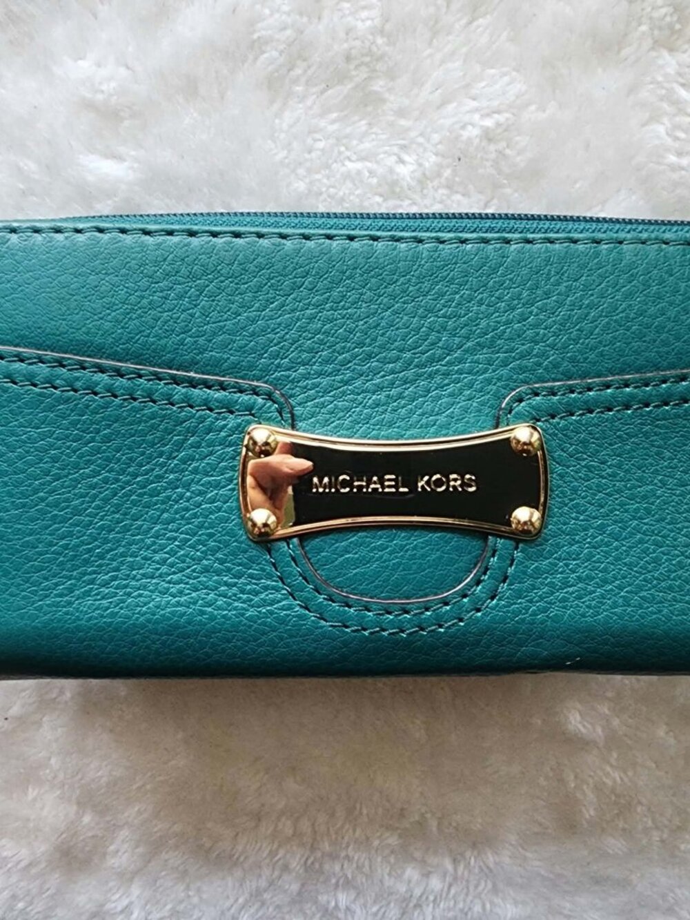 Michael Kors Turquoise Zip-Around Women's Wallet with Gold Logo